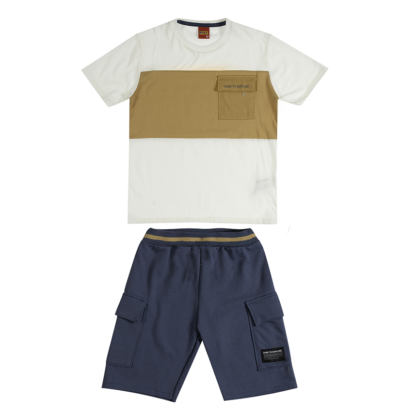 Conjunto Infantil Kyly Camiseta Meia Malha E Bermuda Moletom Conjunto Infantil Kyly Camiseta Meia Malha E Bermuda Moletom