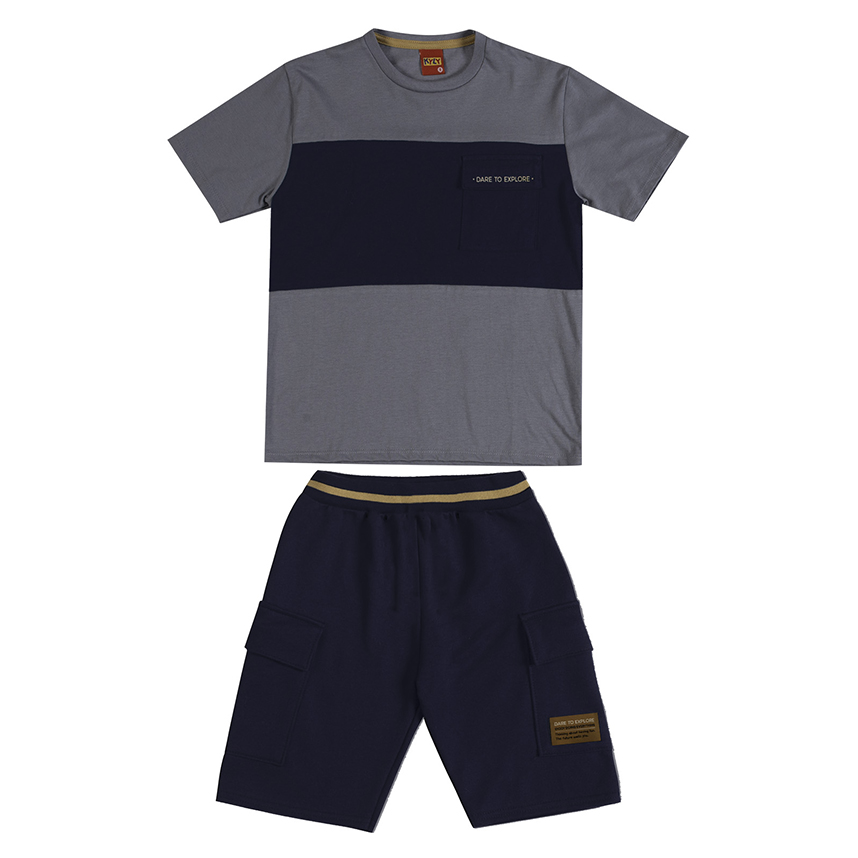 Conjunto Infantil Kyly Camiseta Meia Malha E Bermuda Moletom Conjunto Infantil Kyly Camiseta Meia Malha E Bermuda Moletom