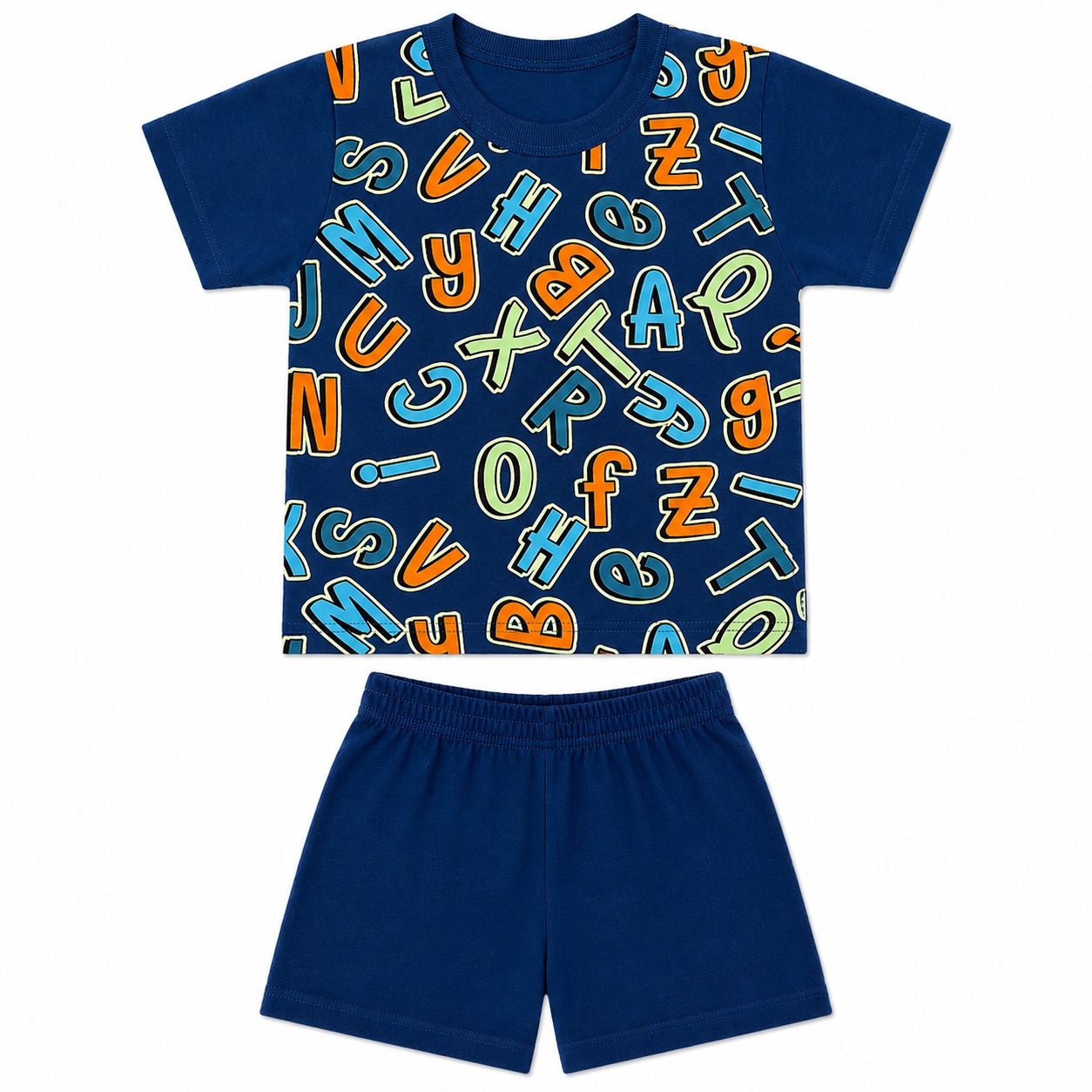 Pijama Curto Infantil Bicho Bagunça Menino Letras