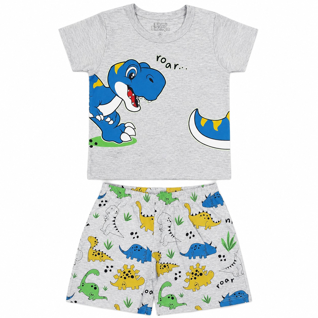 Pijama Curto Infantil Bicho Bagunça Menino Dinossauro