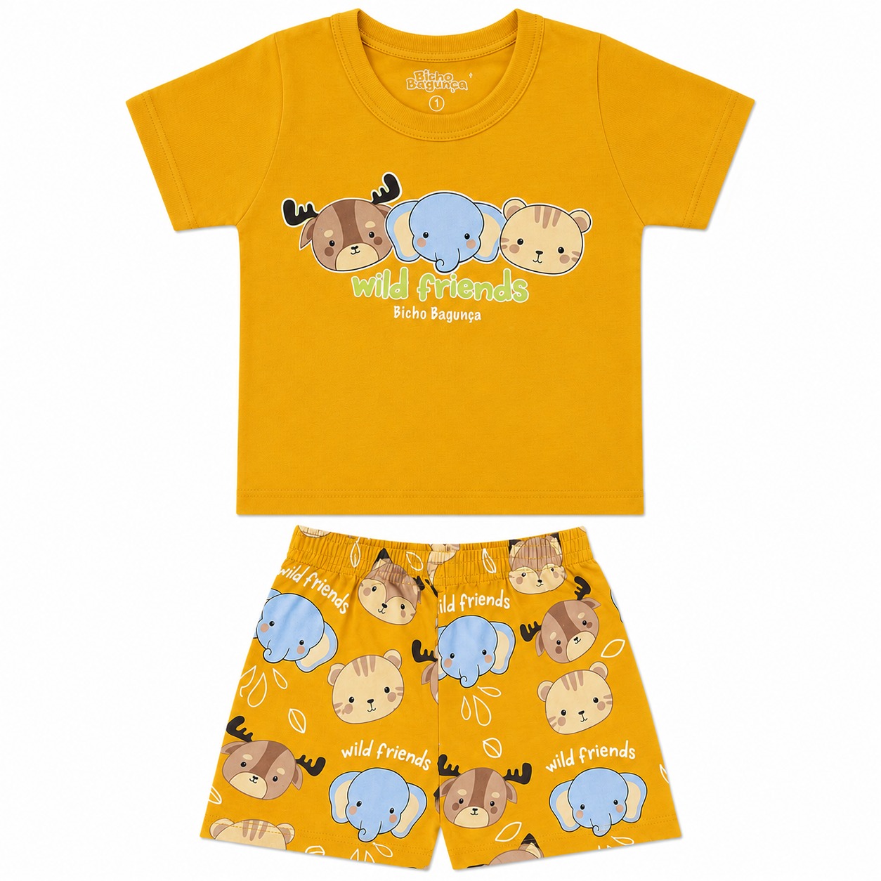 Pijama Curto Infantil Bicho Bagunça Menino Bichos
