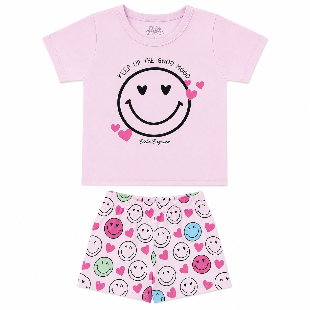 Pijama Infantil Bicho Bagunça Menina Curto Sorriso