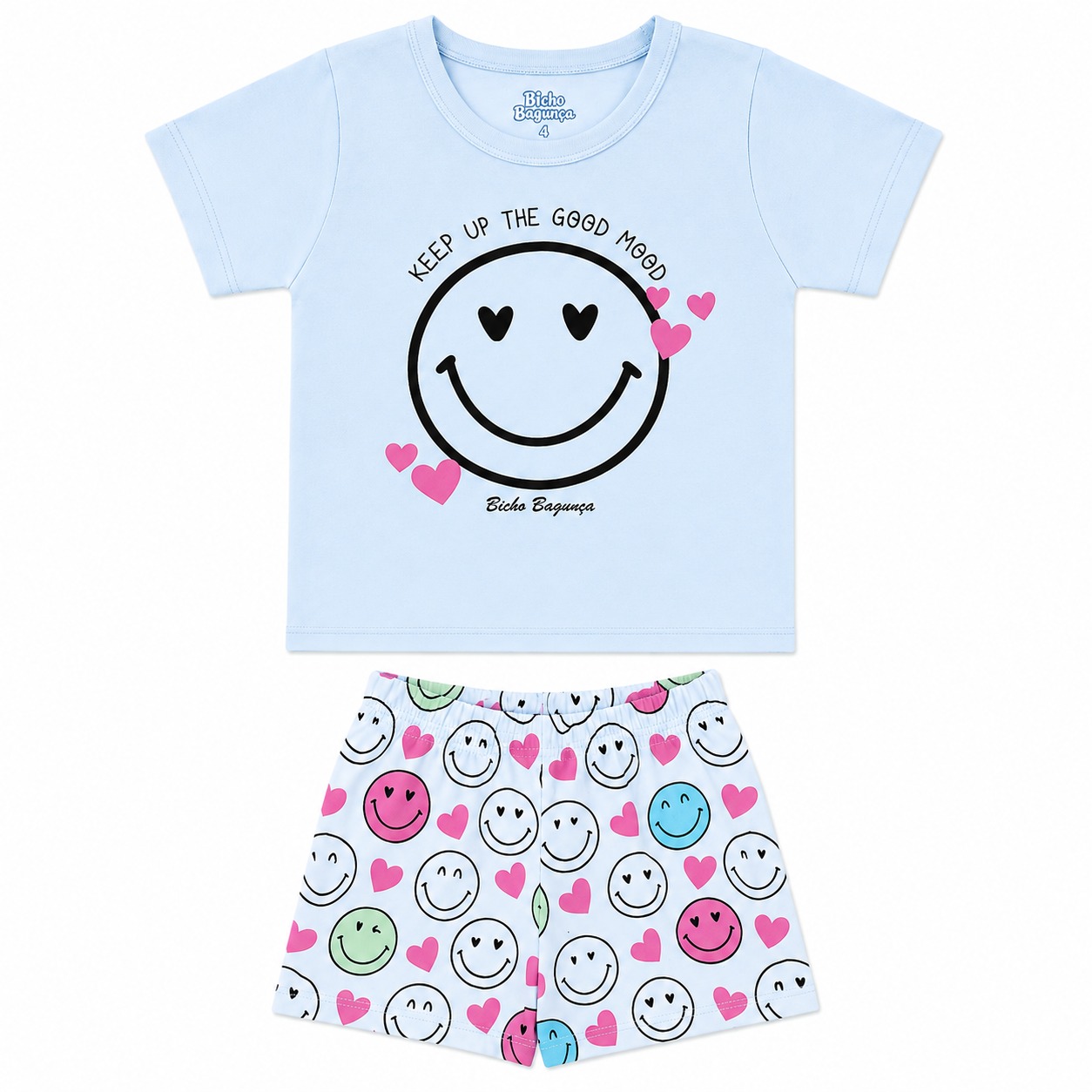Pijama Infantil Bicho Bagunça Menina Curto Sorriso Pijama Infantil Bicho Bagunça Menina Curto Sorriso