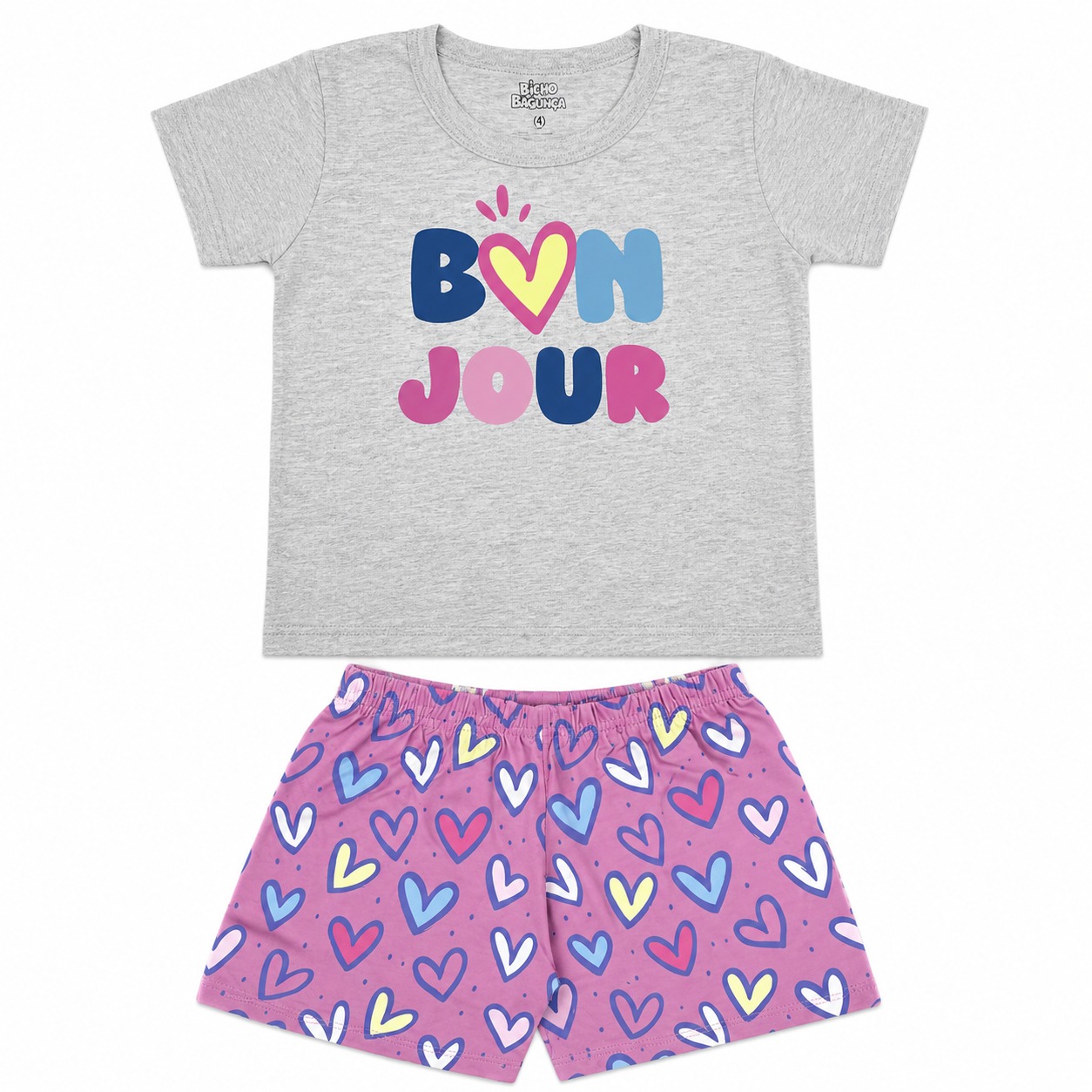 Pijama Juvenil Bicho Bagunça Menina Curto Bon Jour