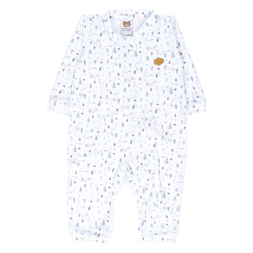 Macacão Longo Bebê Aconchego Com Zíper E Estampado