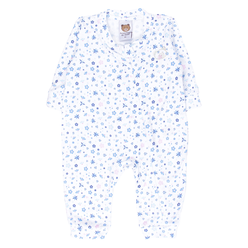 Macacão Longo Bebê Aconchego Com Zíper E Estampado