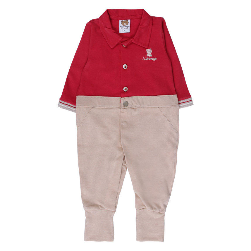 Macacão Longo Bebê Aconchego Com Bordado