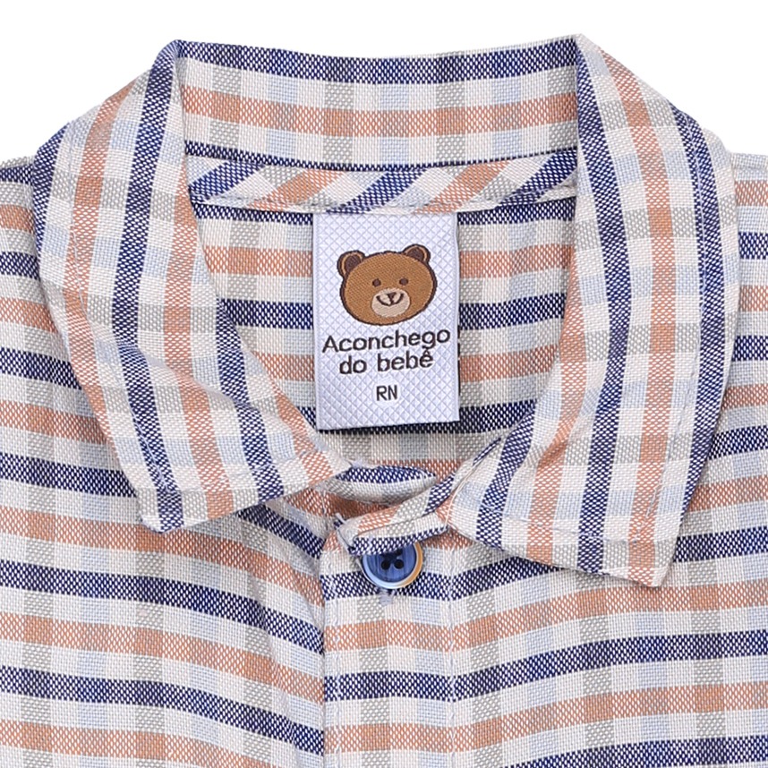 Macacão Longo Bebê Aconchego Detalhe Xadrez