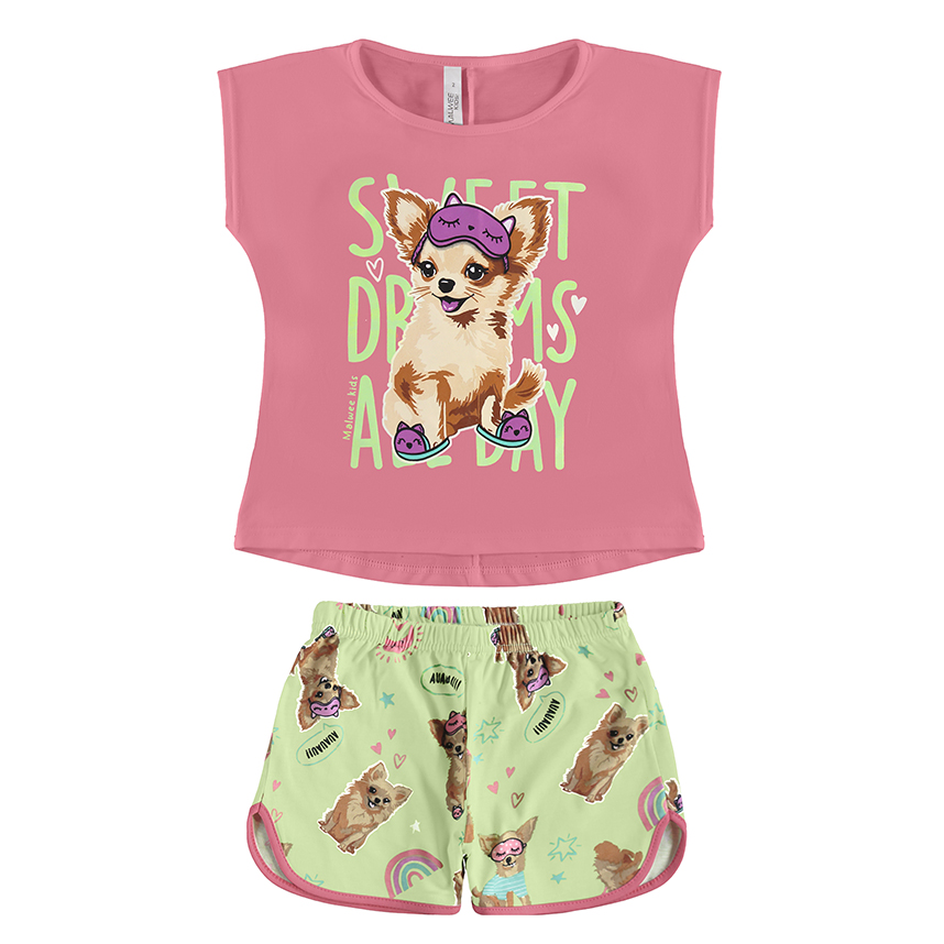 Pijama Juvenil Malwee Curto Estampa Cachorro Pijama Juvenil Malwee Curto Estampa Cachorro