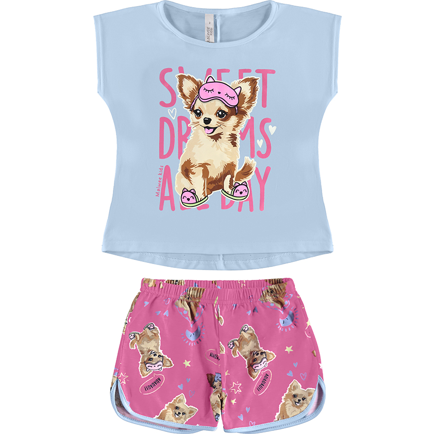 Pijama Juvenil Malwee Curto Estampa Cachorro Pijama Juvenil Malwee Curto Estampa Cachorro