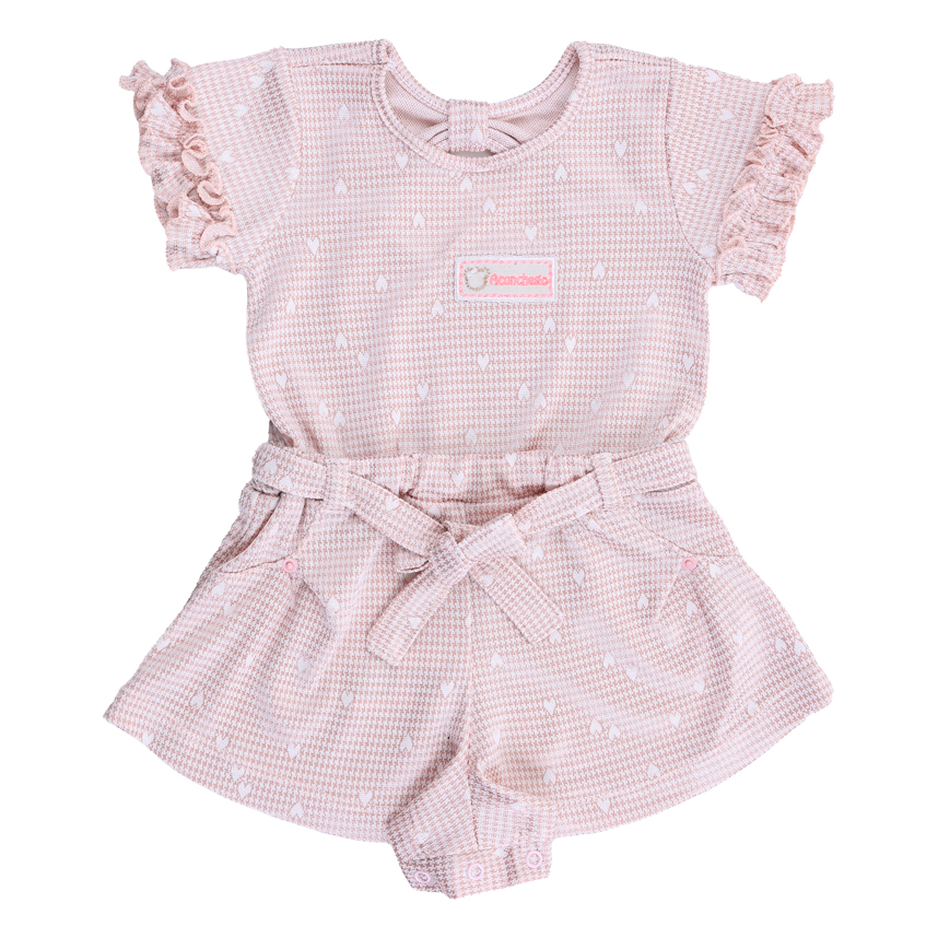 Macacão Curto Bebê Aconchego Estampa Coração