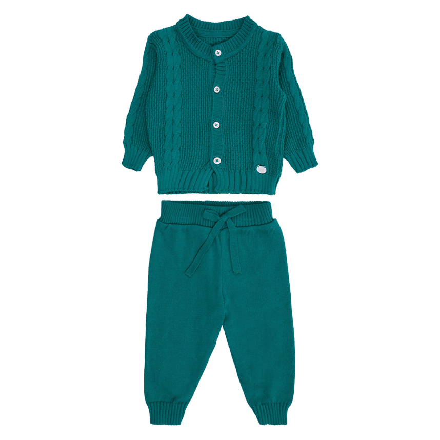 Conjunto Bebê Aconchego  Tricô Relevo Trabalhado