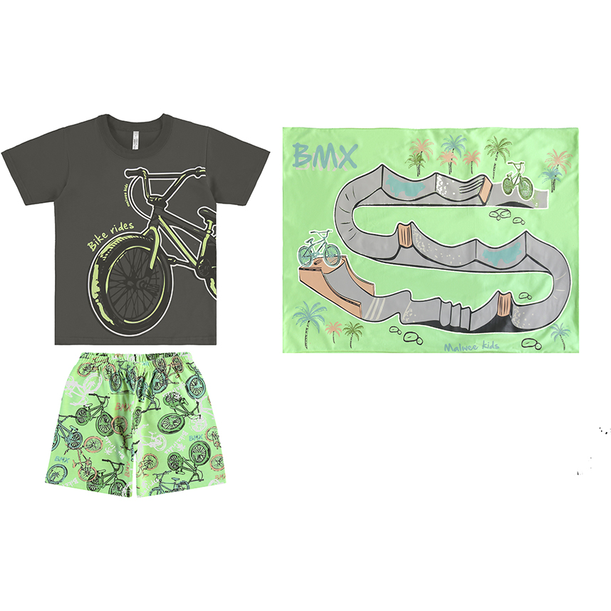 Pijama Juvenil Malwee Curto Estampa Bicicleta Pijama Juvenil Malwee Curto Estampa Bicicleta