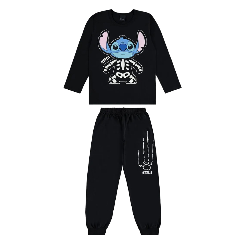 Pijama Infantil Malwee Longo Estampa Stitch Esqueleto Pijama Infantil Malwee Longo Estampa Stitch Esqueleto