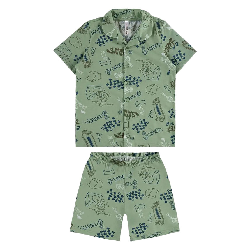 Pijama Infantil Malwee Curto Estampa Skate Pijama Infantil Malwee Curto Estampa Skate