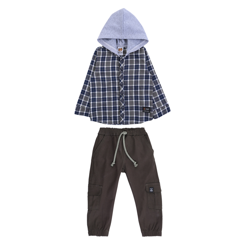 Conjunto Bebê Aconchego Camisa Xadrez E Calça Jogger 2 Peças