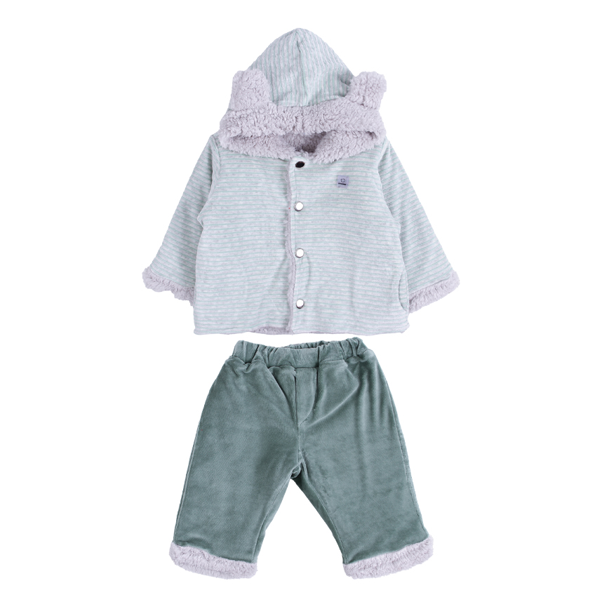 Conjunto Bebê Aconchego Casaco E Calça Em Push 2 Peças