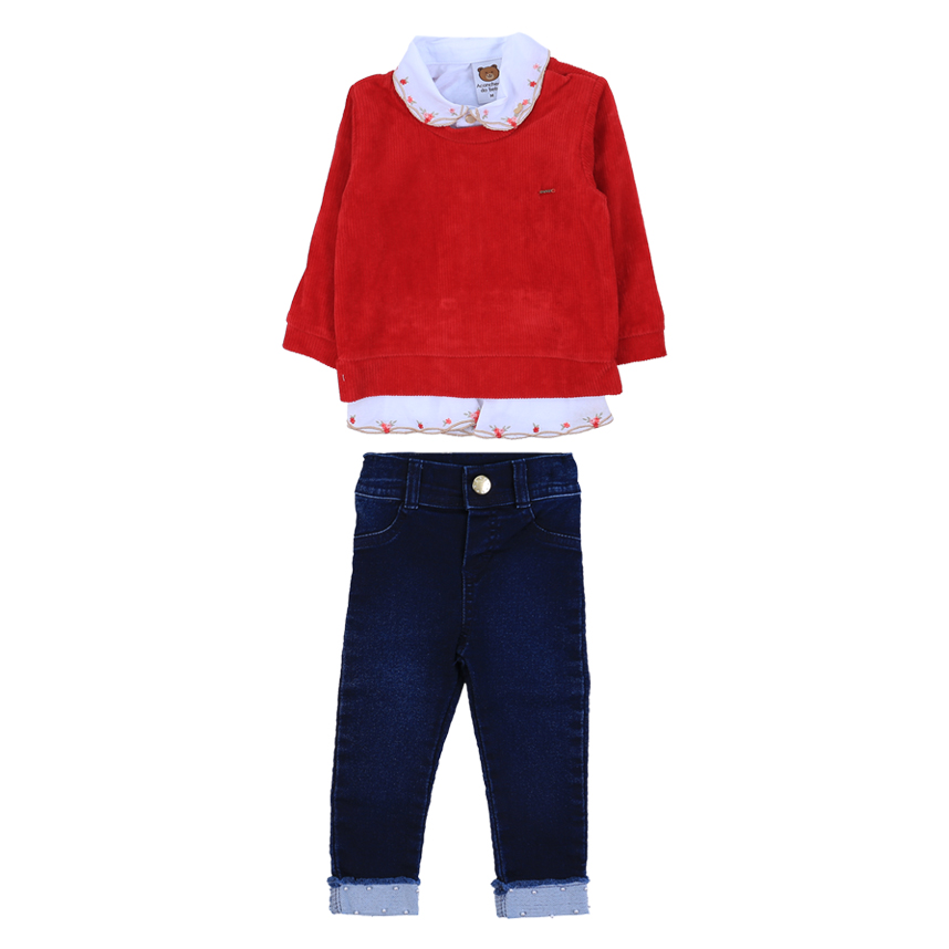 Conjunto Bebê Aconchego Camisa Longa E Calça 3 Peças