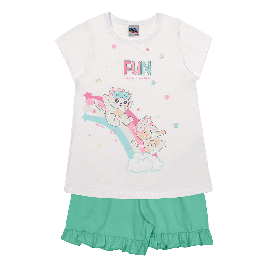 Pijama Infantil Kiko E Kika Curto Estampa Arco Íris