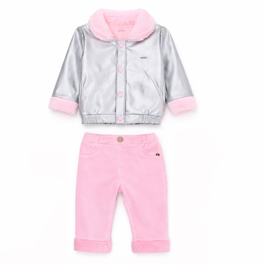 Conjunto Bebê Aconchego Jaqueta E Calça Veludo 2 Peças