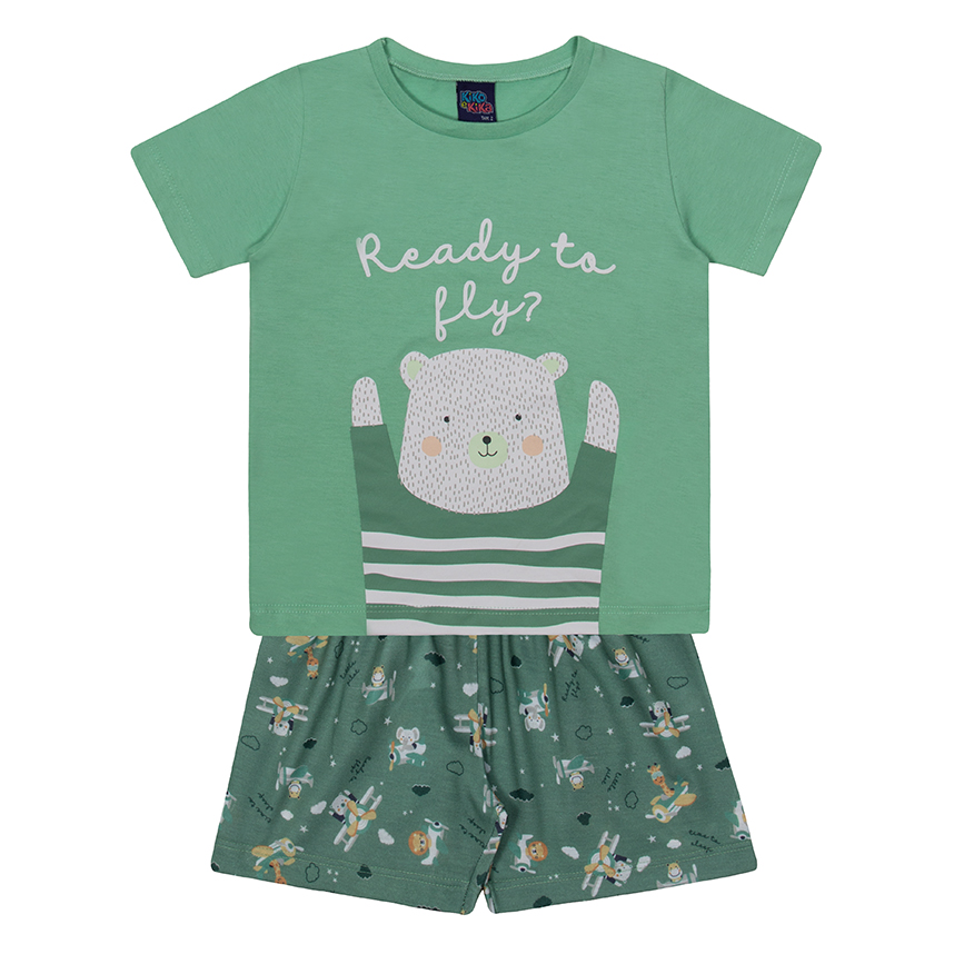 Pijama Infantil Kiko E Kika Curto Estampa Urso