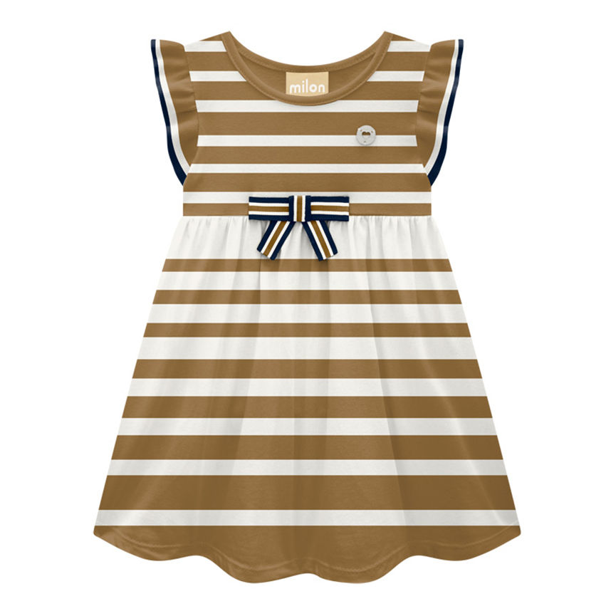 Vestido Bebê Milon Em Meia Malha Listrado Vestido Bebê Milon Em Meia Malha Listrado
