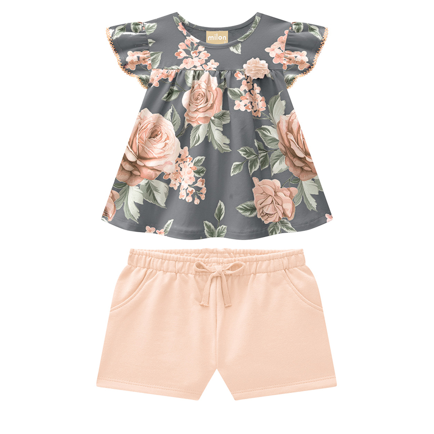 Conjunto Infantil Milon Blusa Cotton E Short Moletinho Conjunto Infantil Milon Blusa Cotton E Short Moletinho
