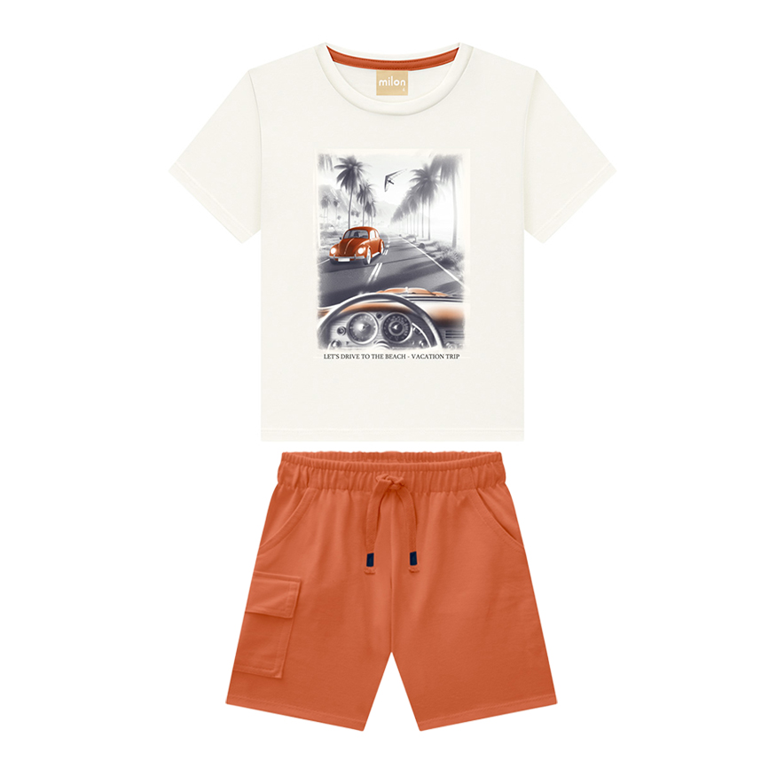 Conjunto Infantil Milon Camiseta Meia Malha E Bermuda Conjunto Infantil Milon Camiseta Meia Malha E Bermuda