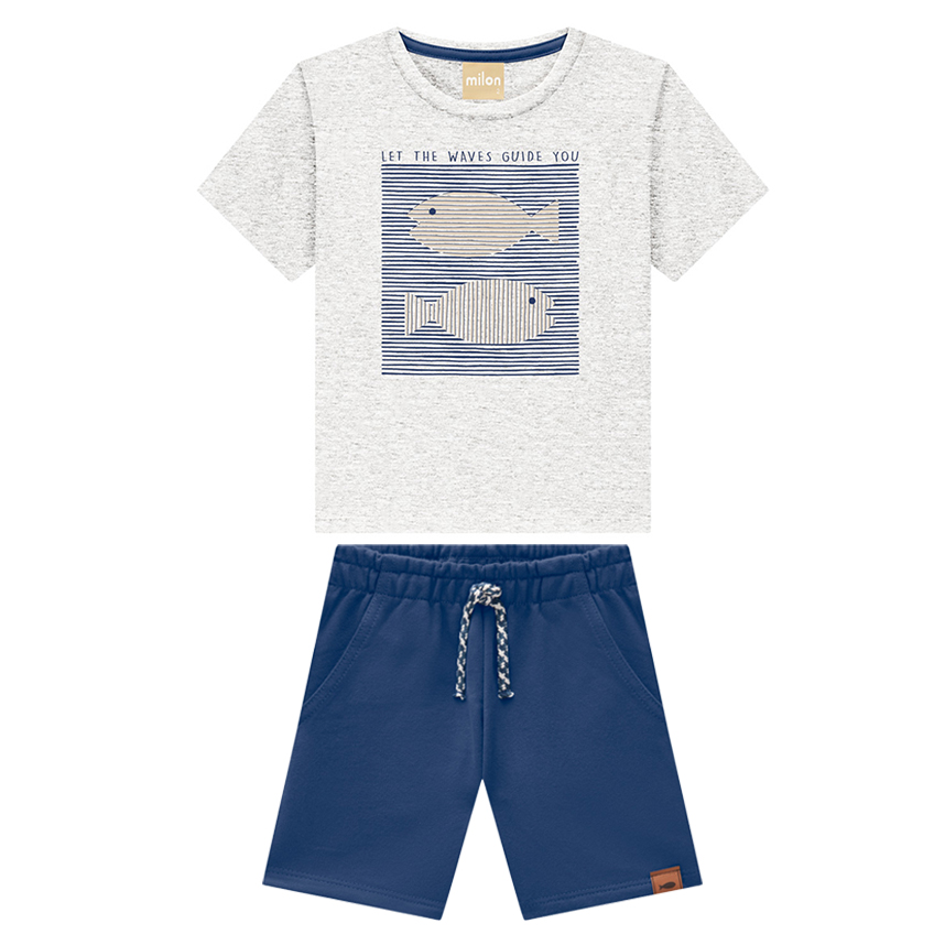 Conjunto Infantil Milon Camiseta Meia Malha E Bermuda Conjunto Infantil Milon Camiseta Meia Malha E Bermuda