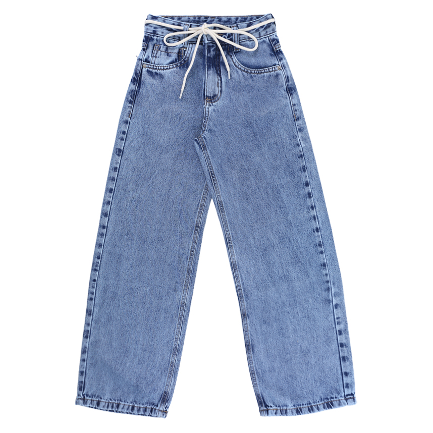 Calça Jeans Juvenil Frommer Wid Leg Com Cordão Calça Jeans Juvenil Frommer Wid Leg Com Cordão