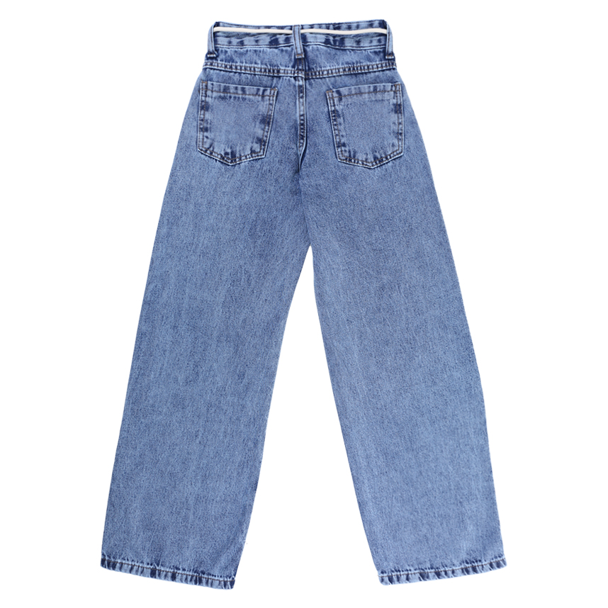 Calça Jeans Juvenil Frommer Wid Leg Com Cordão Calça Jeans Juvenil Frommer Wid Leg Com Cordão