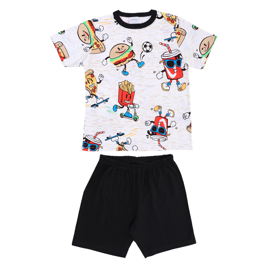 Pijama Curto Infantil Alakazoo Menina Estampa Lanches
