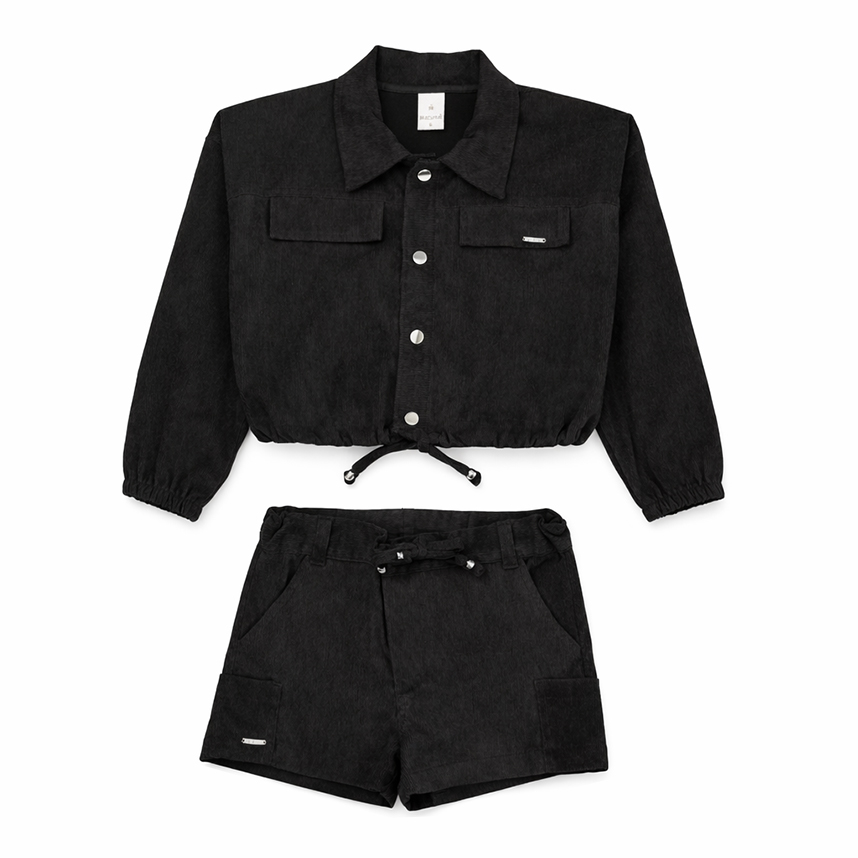 Conjunto Infantil Aconchego Blusa Jaqueta E Short 3 Peças