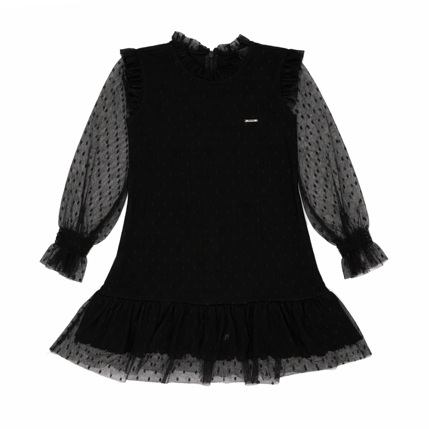Vestido Infantil Manga Longa Aconchego Em Tule