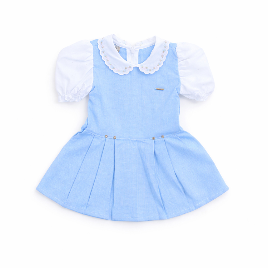 Vestido Bebê Aconchego Gola Bordada Floral E Strass