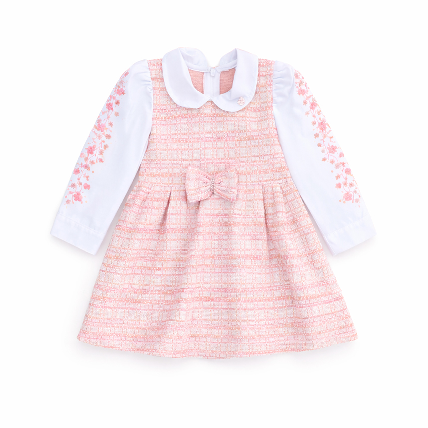 Vestido Bebê Aconchego Bordado Floral E Laço
