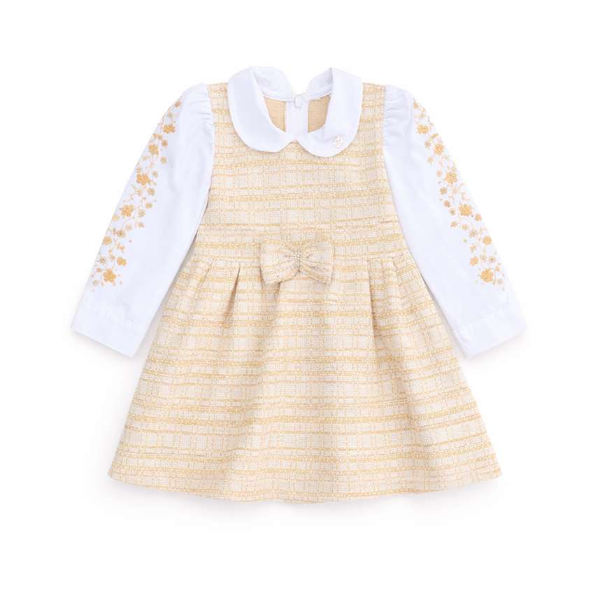 Vestido Bebê Aconchego Bordado Floral E Laço