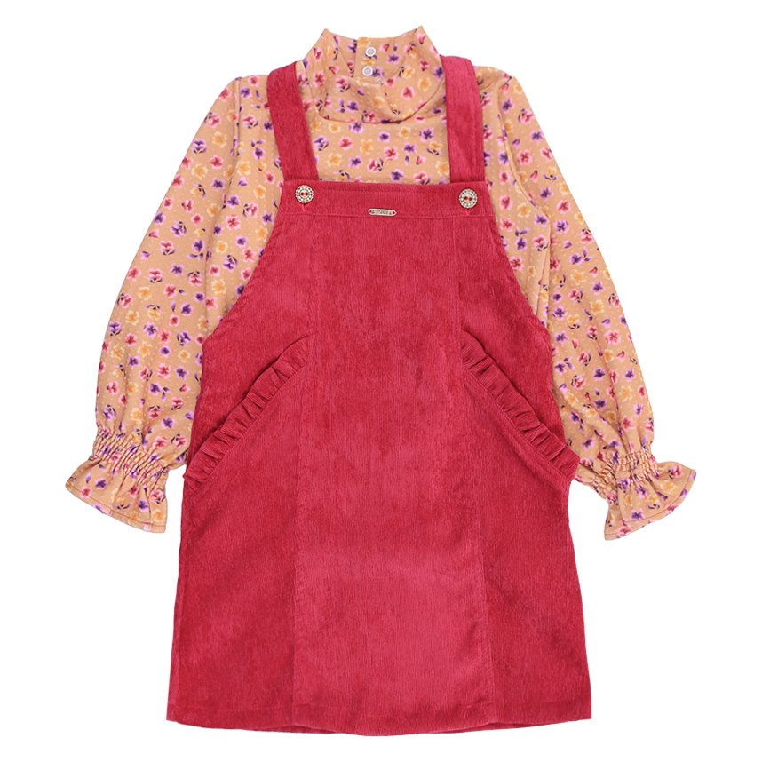 Salopete Infatil Aconchego E Blusa Estampada 2 Peças