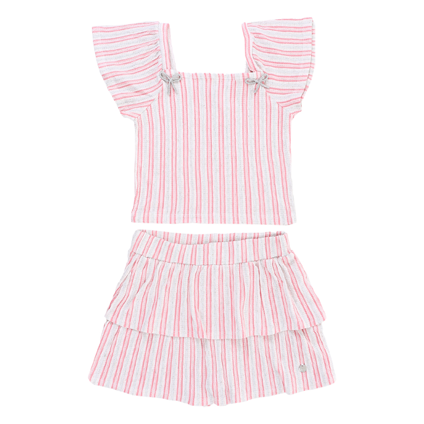 Conjunto Infantil Kookabu Blusa E Short Saia Listrado Conjunto Infantil Kookabu Blusa E Short Saia Listrado