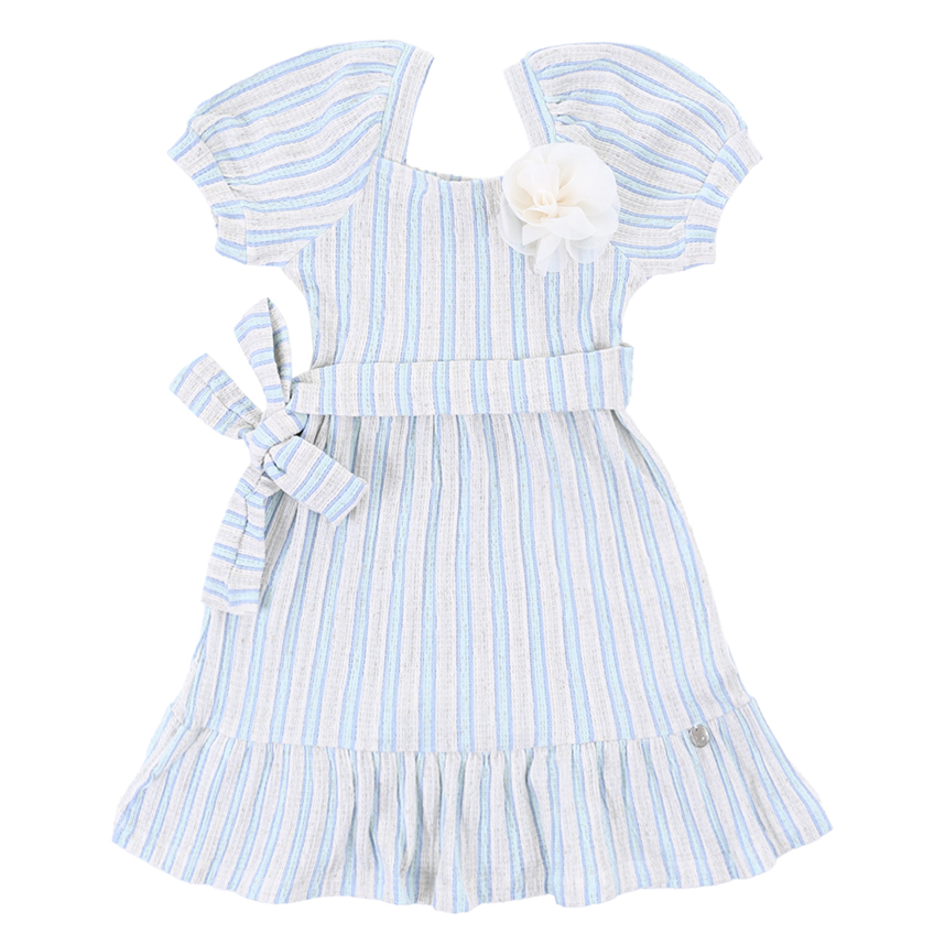Vestido Infantil Kookabu Manga Curta Listrado Com Babados Vestido Infantil Kookabu Manga Curta Listrado Com Babados