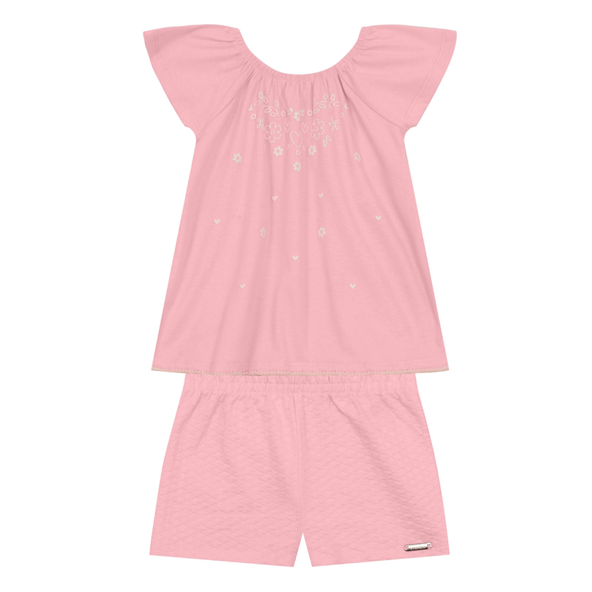 Conjunto Infantil Brandili Blusa Meia Malha E Short Cotton Conjunto Infantil Brandili Blusa Meia Malha E Short Cotton