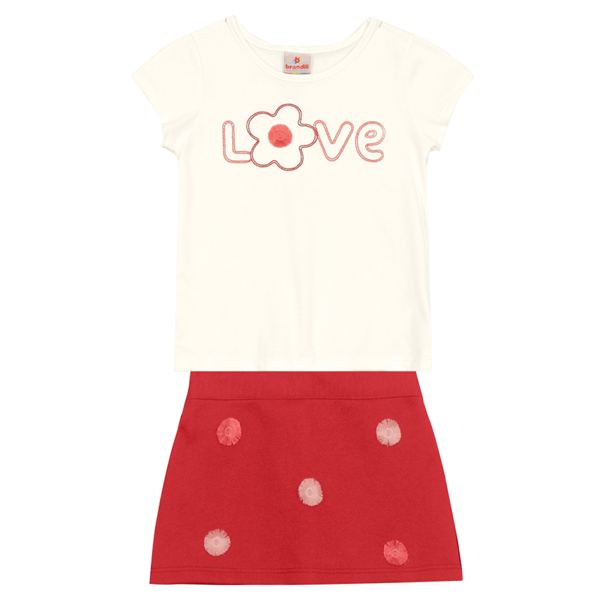 Conjunto Infantil Brandili Blusa Meia Malha E Short Saia Conjunto Infantil Brandili Blusa Meia Malha E Short Saia