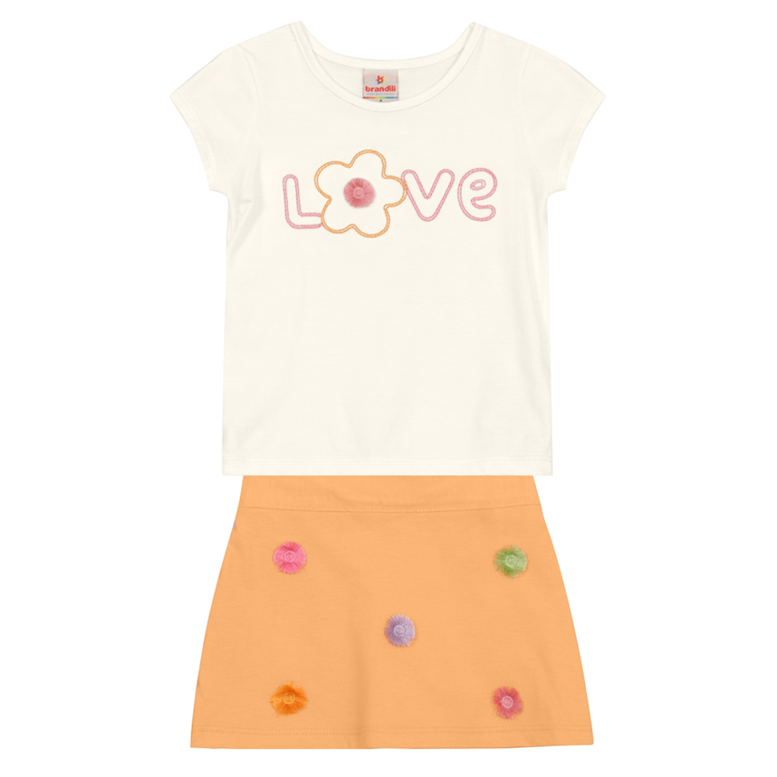 Conjunto Infantil Brandili Blusa Meia Malha E Short Saia Conjunto Infantil Brandili Blusa Meia Malha E Short Saia