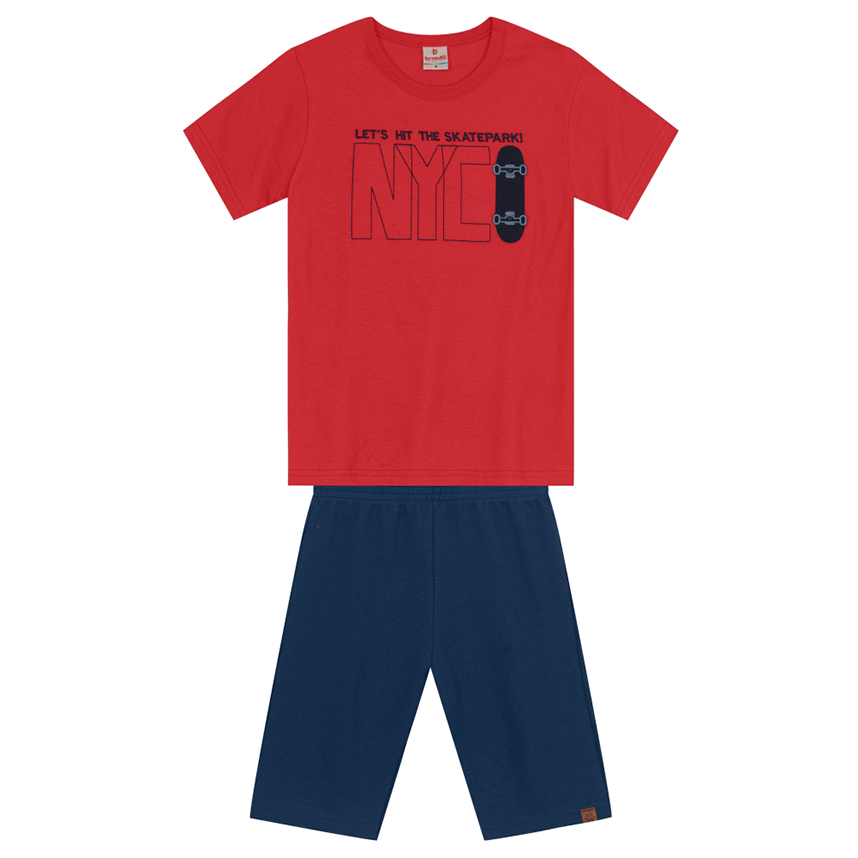 Conjunto Infantil Brandili Camiseta Meia Malha E Bermuda Conjunto Infantil Brandili Camiseta Meia Malha E Bermuda
