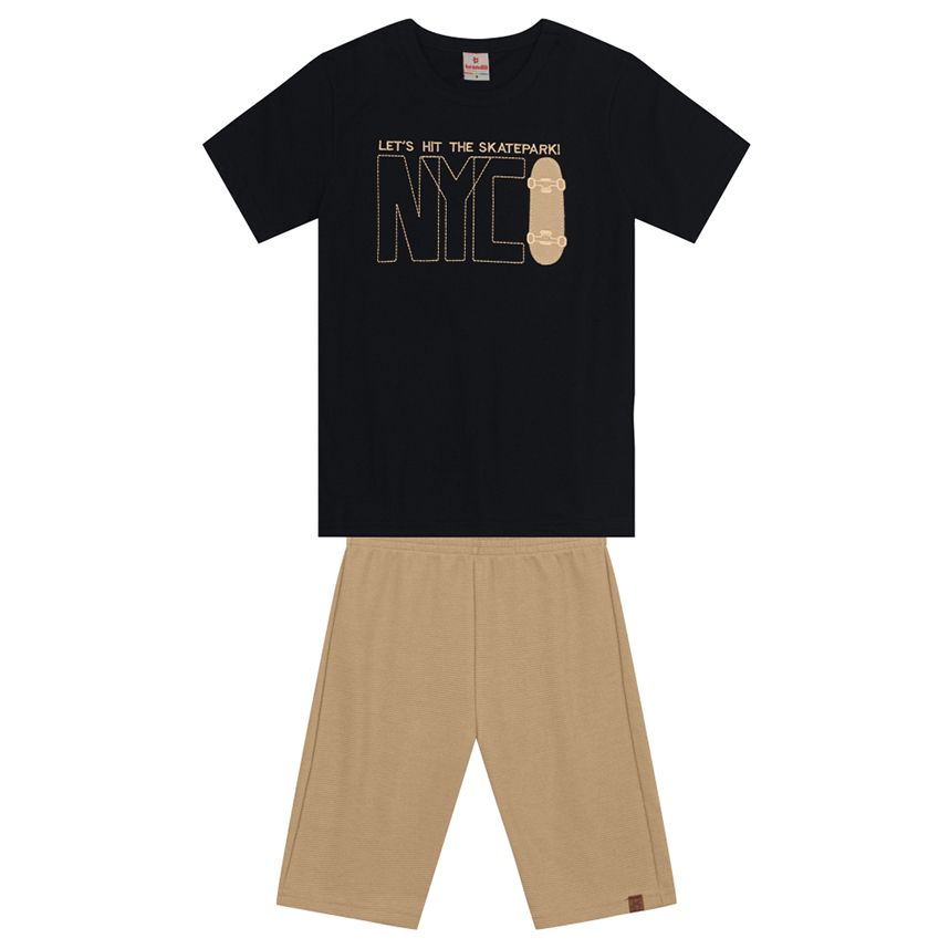 Conjunto Infantil Brandili Camiseta Meia Malha E Bermuda Conjunto Infantil Brandili Camiseta Meia Malha E Bermuda
