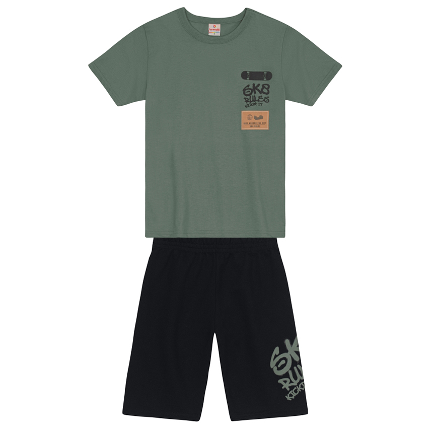 Conjunto Infantil Brandili Camiseta Meia Malha E Bermuda Conjunto Infantil Brandili Camiseta Meia Malha E Bermuda