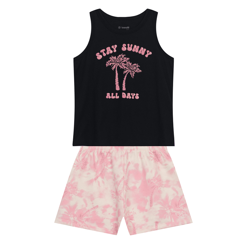 Conjunto Juvenil Brandili Blusa Meia Malha E Short Moletinho Conjunto Juvenil Brandili Blusa Meia Malha E Short Moletinho