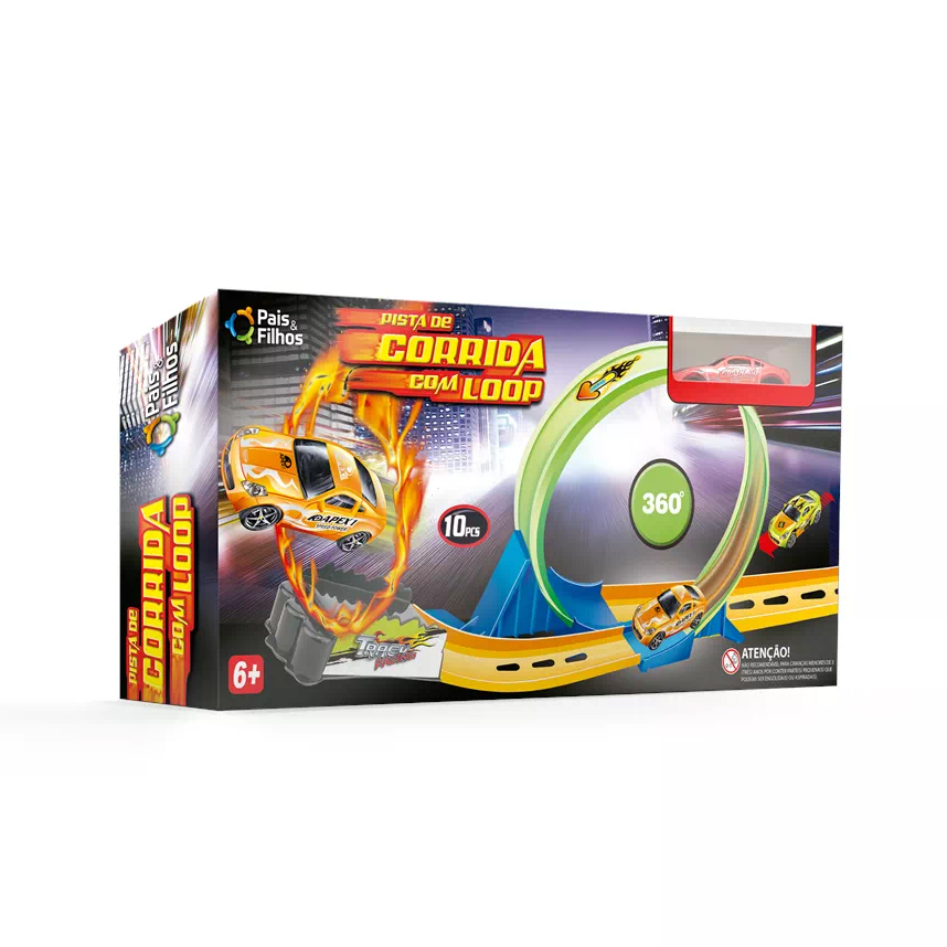 Pista de Corrida Com Loop Pais E Filhos 10 Peças Pista de Corrida Com Loop Pais E Filhos 10 Peças
