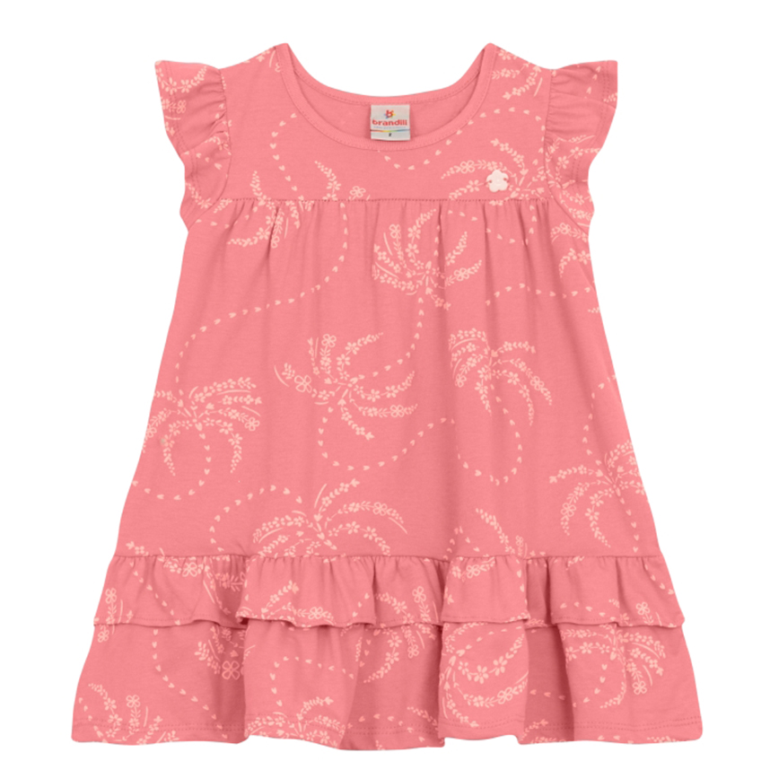 Vestido Infantil Brandili Estampa Coqueiro Em Meia Malha Vestido Infantil Brandili Estampa Coqueiro Em Meia Malha