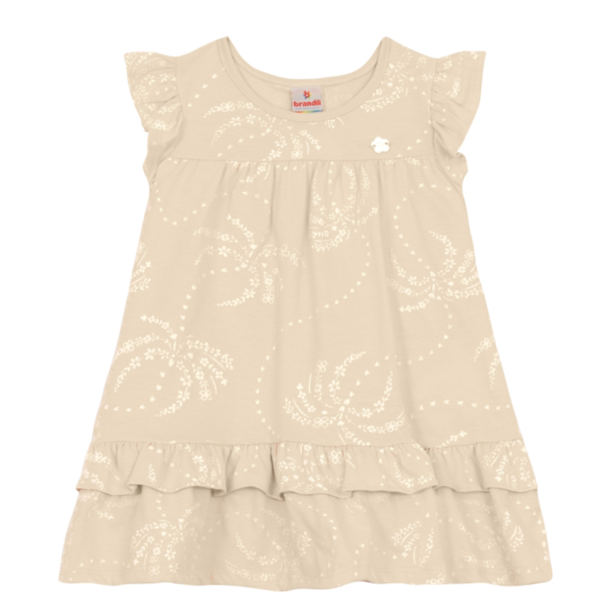 Vestido Infantil Brandili Estampa Coqueiro Em Meia Malha Vestido Infantil Brandili Estampa Coqueiro Em Meia Malha